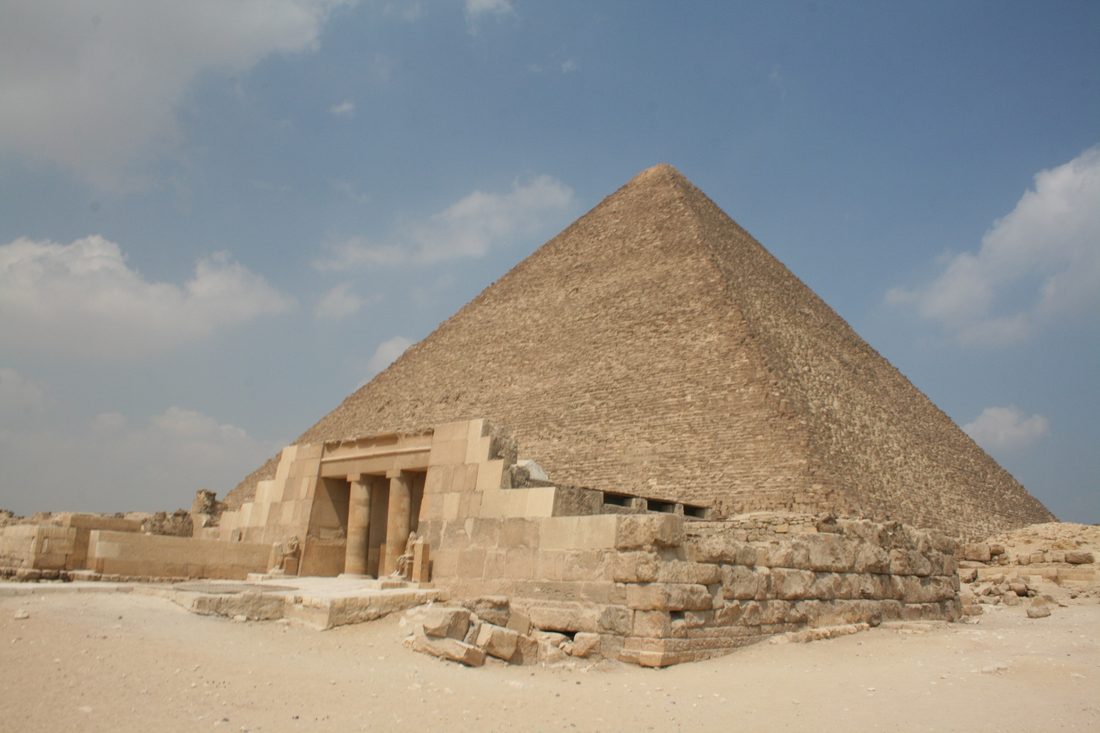 The Great Pyramid of Giza photographed under a clear sky